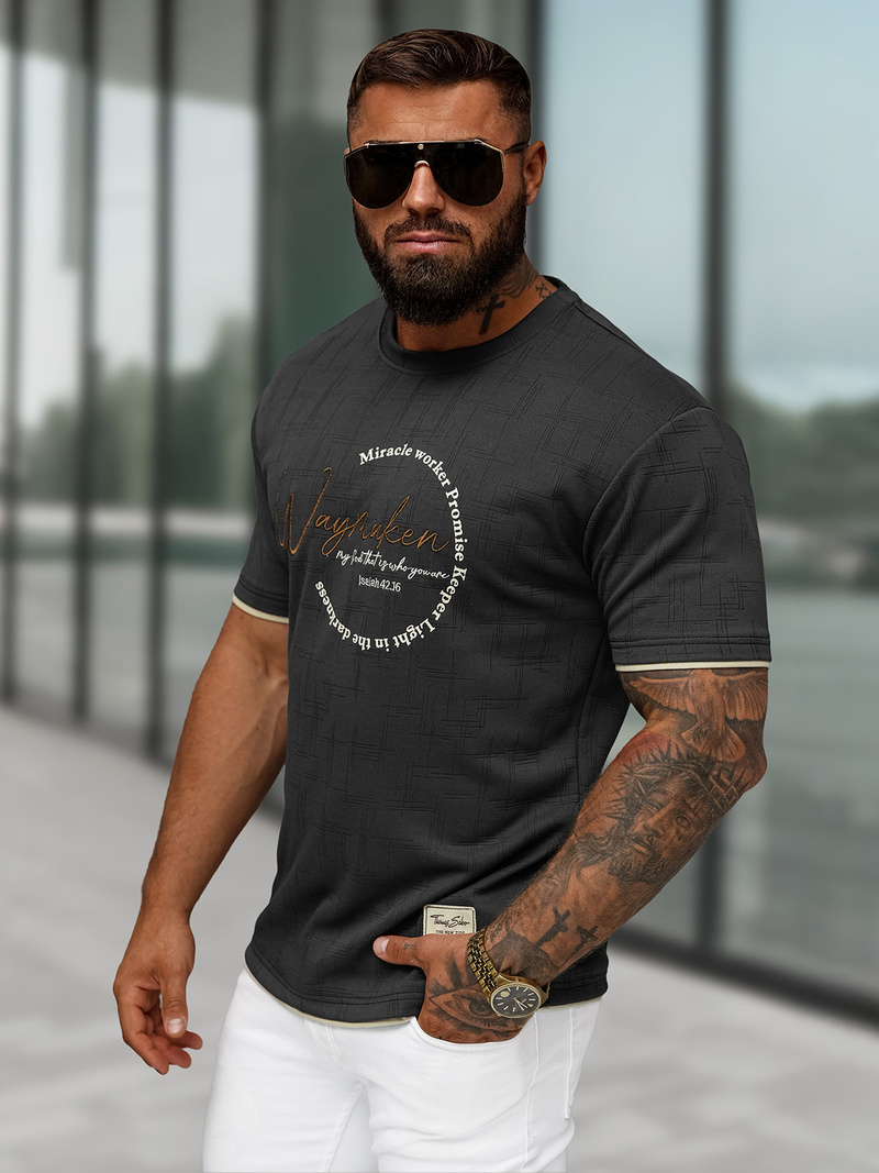 Tricou bărbați negru OZONEE O/QQ1535