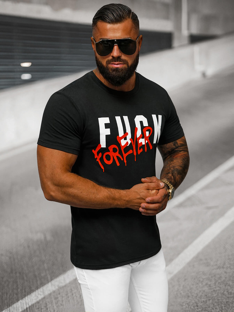 Tricou bărbați negru OZONEE O/T1267/3