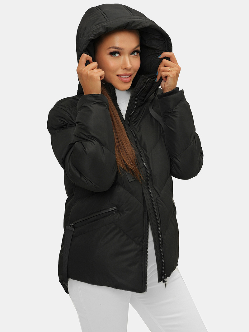 Geacă de iarnă damă neagră OZONEE JS/M739/392