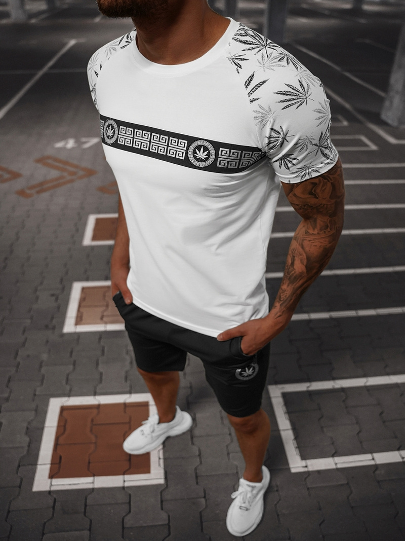 Compleu sport bărbaţi alb-negru OZONEE O/HM760