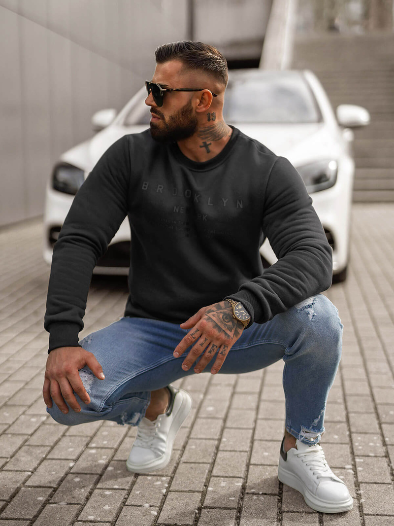 Hanorac bărbați negru OZONEE JS/8B1360/3