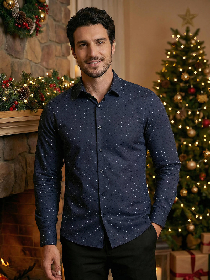 Cămașă bărbați albastru marin OZONEE V/V183Z