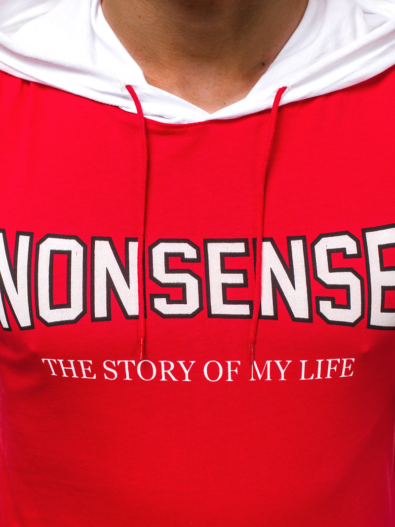 Tricou cu glugă bărbați roșu OZONEE MAD/2882Z