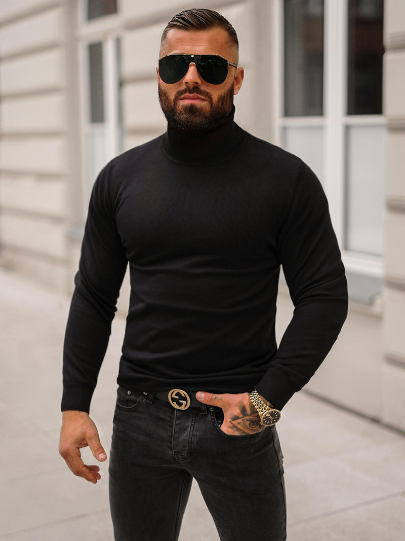 Pulover bărbați negri OZONEE O/GM301