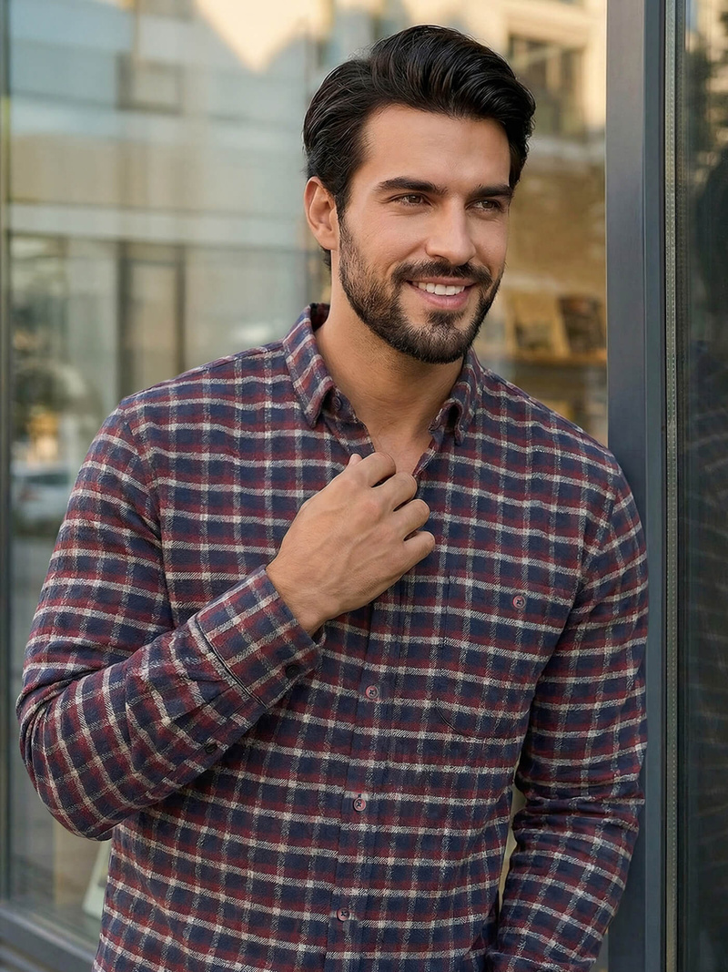 Cămașă bărbați bordo OZONEE V/V176Z