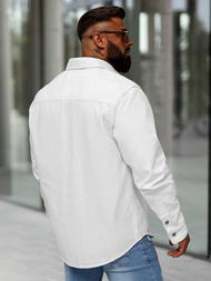 Cămașă din denim pentru bărbați albă OZONEE L/CA777/2