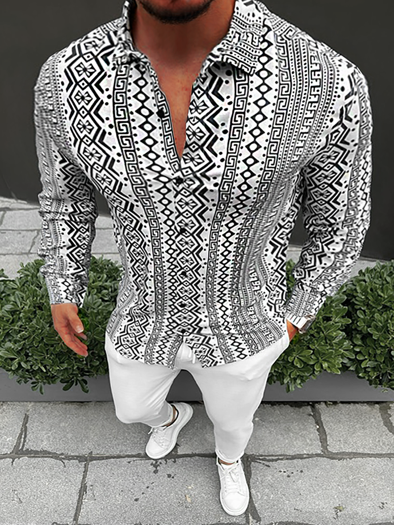 Cămașă bărbați albă-neagră OZONEE E/9000/13