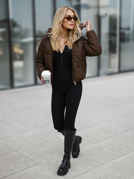 Geacă de femei ciocolată OZONEE JS/16M9187/158