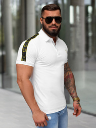 Tricou polo bărbați alb OZONEE O/QQ1337