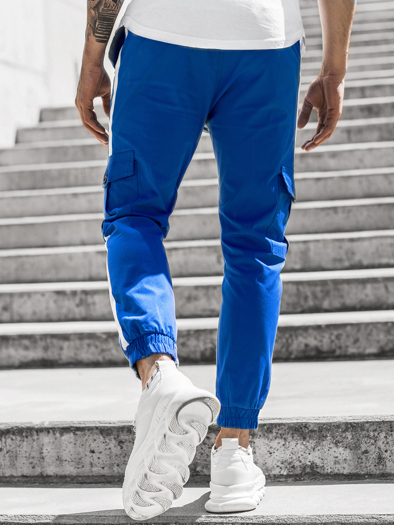 Pantaloni chino jogger pentru bărbați albaștri OZONEE DJ/5580