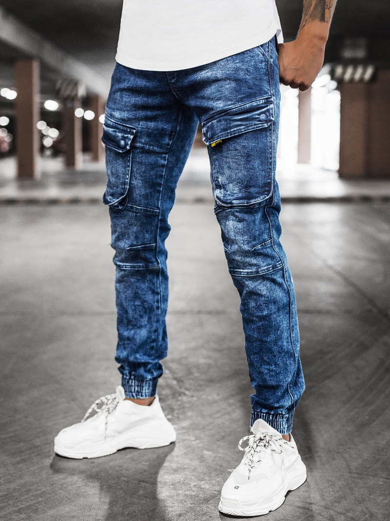 Pantaloni jogger bărbați albaștri OZONEE DR/TF070