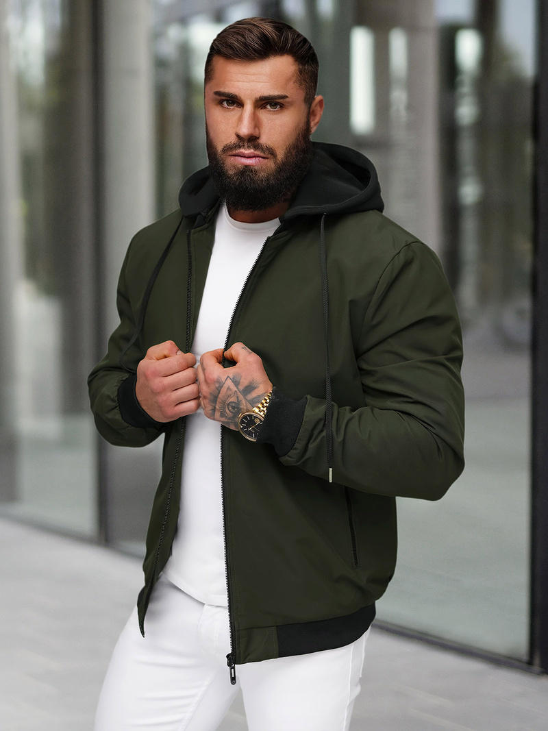 Jachetă de primăvară bărbați kaki OZONEE JS/62M9502/372