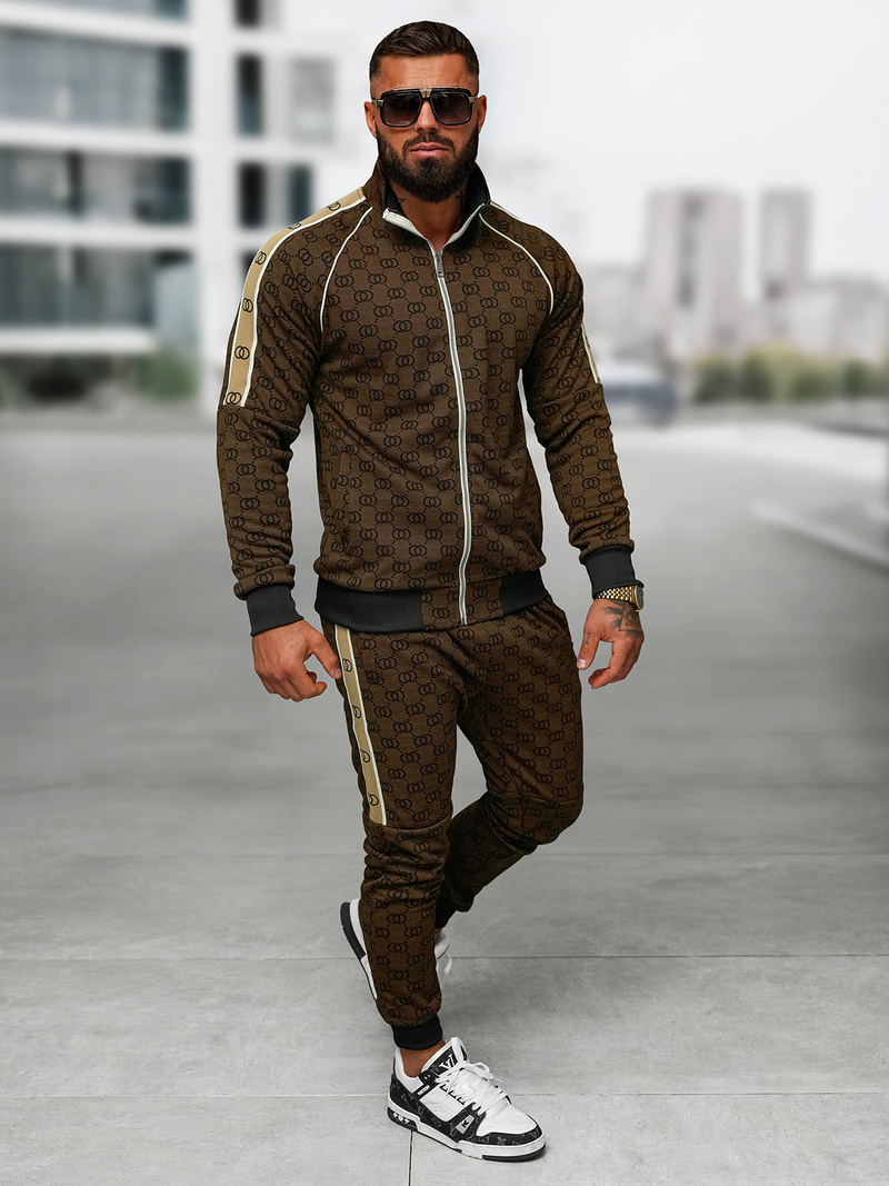 Compleu sport bărbaţi bej închis OZONEE O/FF5110AB