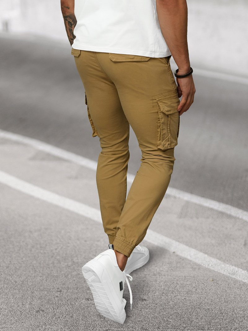 Pantaloni chino jogger pentru bărbați bej OZONEE NB/MP0202KZ