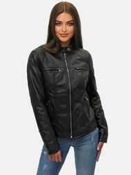 Geacă de piele pentru femei neagră OZONEE JS/11Z8010