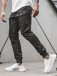 Pantaloni chino jogger pentru bărbați negri OZONEE O/11103