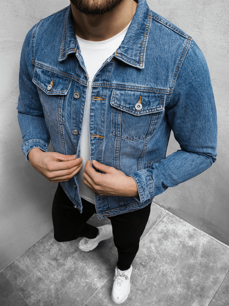 Jachetă de blugi bărbați albastră OZONEE T/7518