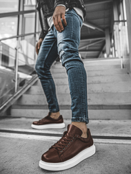 SNEAKERS mare brun-alb OZONEE CH/257