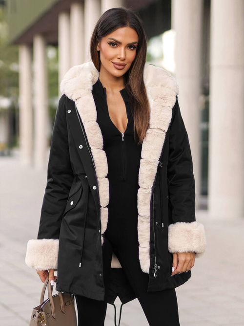 Geacă de iarnă damă neagră OZONEE JS/M763/392Z