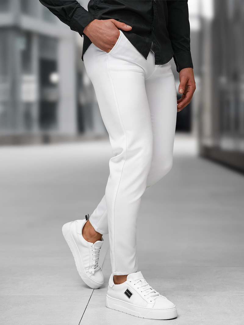 Pantaloni chino bărbaţi albi OZONEE DJ/5526Z