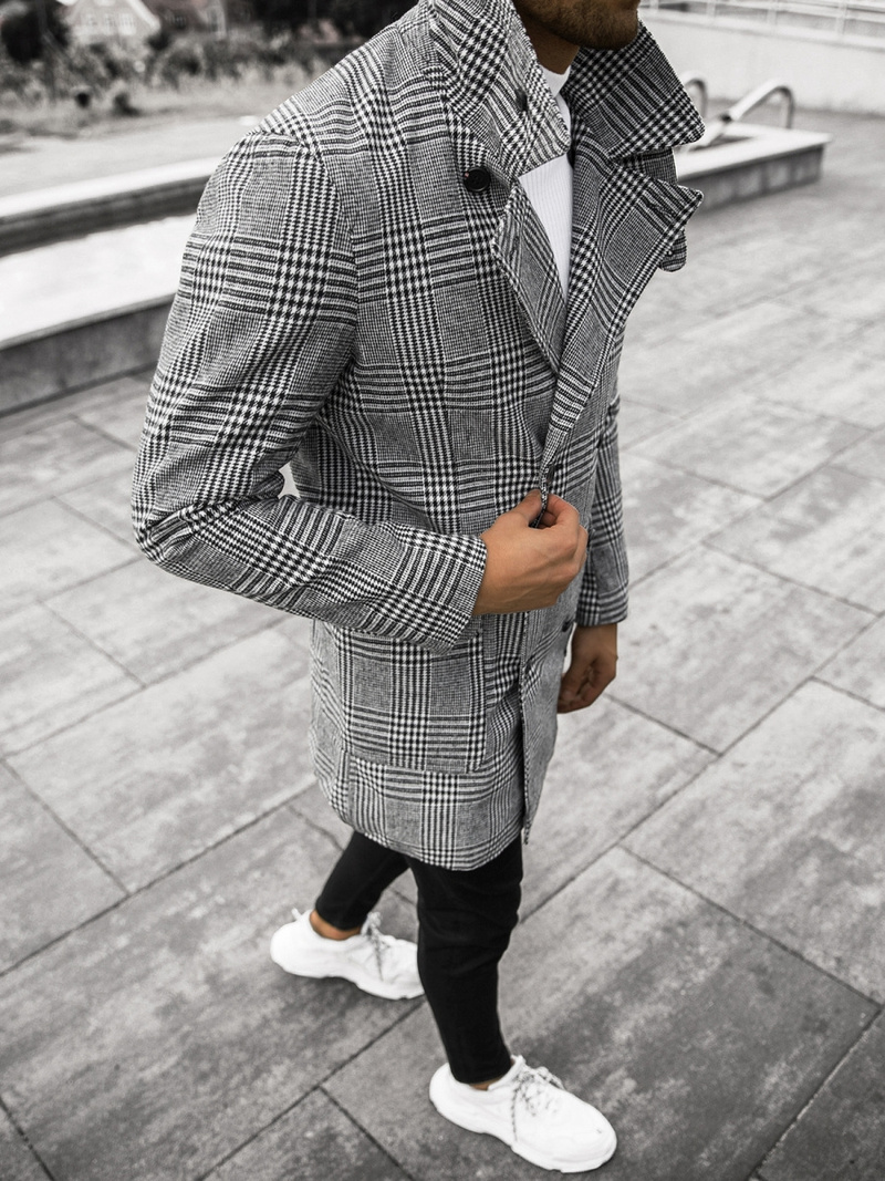 Palton bărbați negru-alb OZONEE JS/JP1192