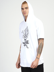 Tricou cu glugă bărbați alb OZONEE MR/21553