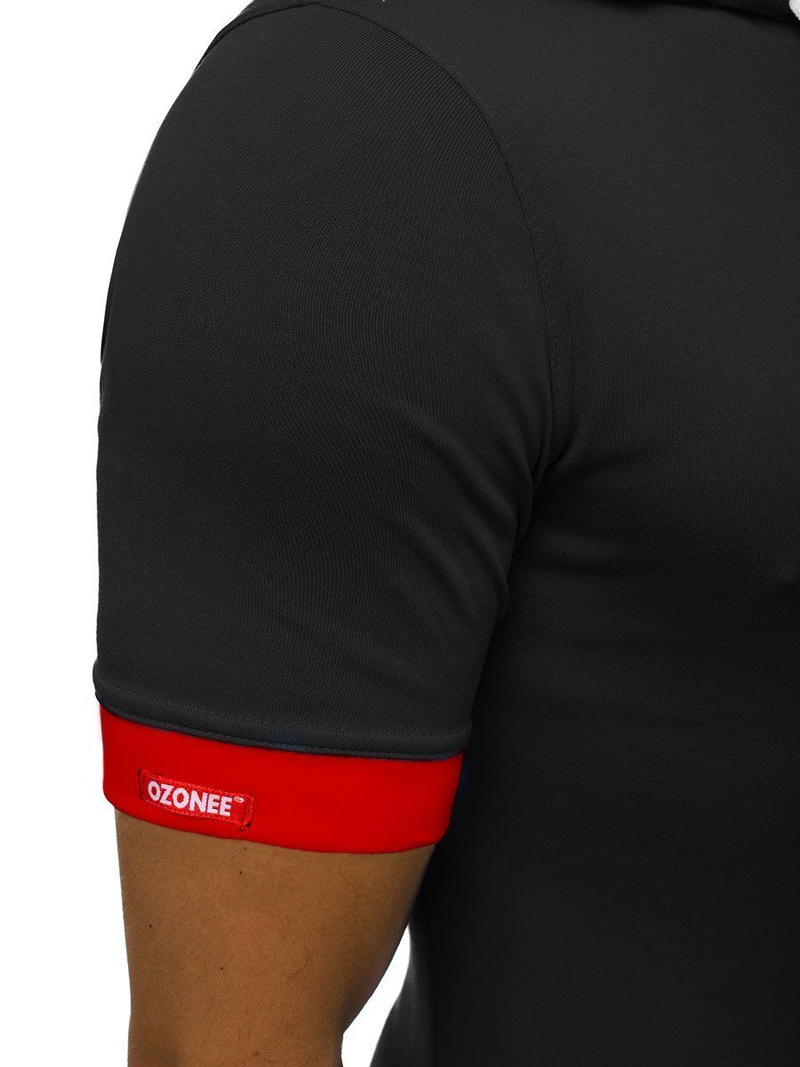 Tricou cu glugă bărbați negru-roșu OZONEE O/1273Z