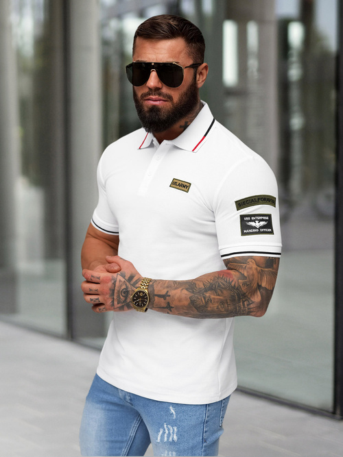 Tricou polo bărbați alb OZONEE NB/MT3144