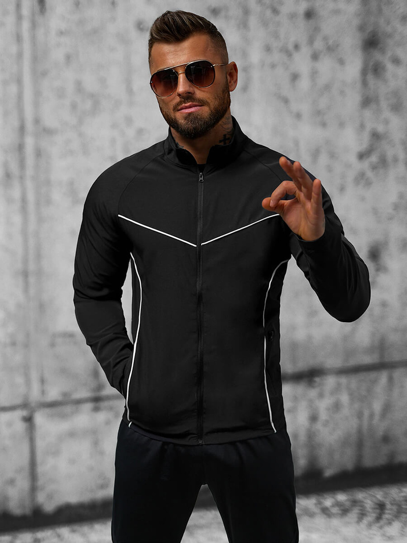 Jachetă de primăvară bărbați neagră OZONEE JS/M10302