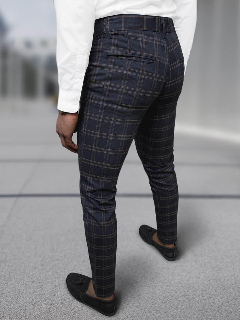 Pantaloni chino bărbaţi albastru marin OZONEE DJ/5632