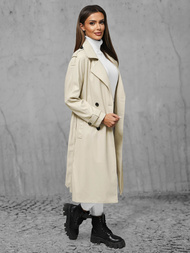 Palton de piele de dama bej deschis OZONEE JS/11Z8100