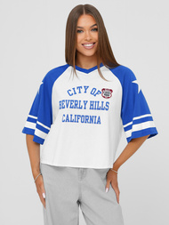 Tricou femei alb-albastru OZONEE JS/R62493