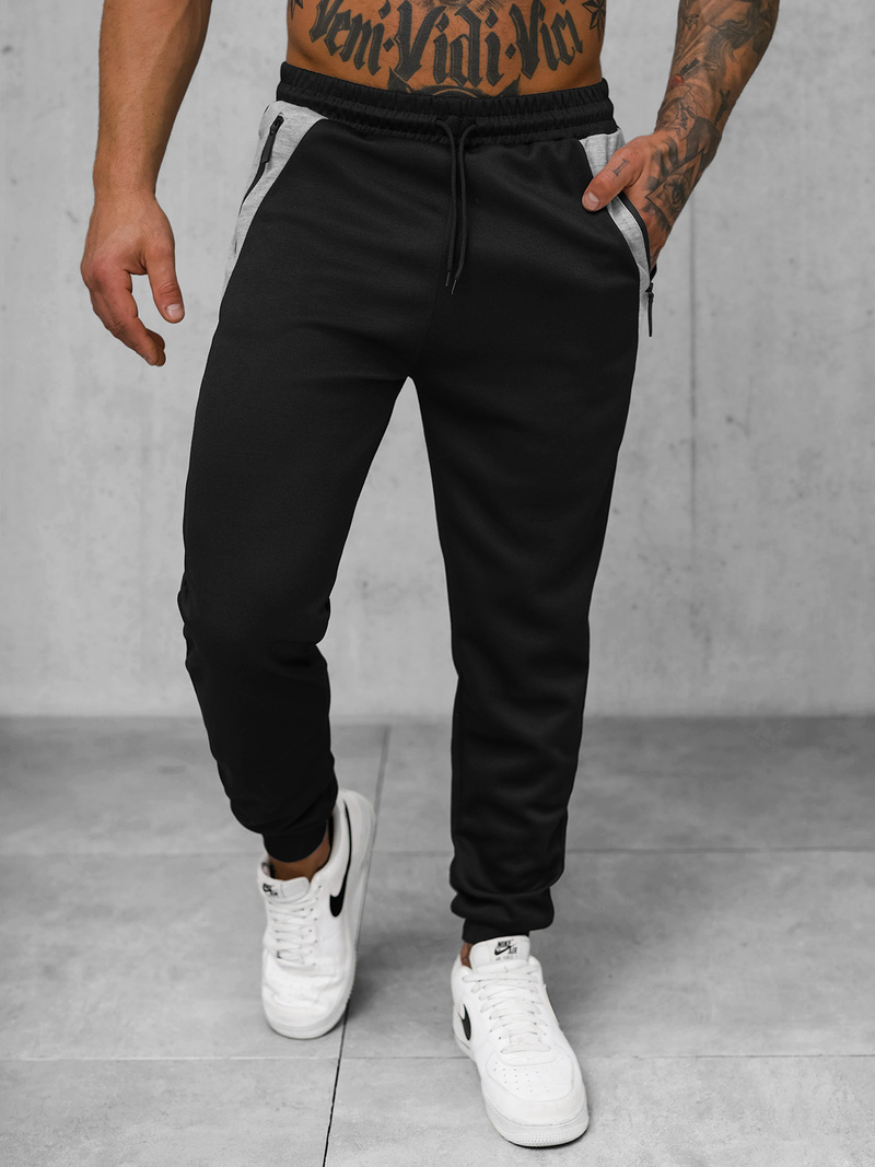 Pantaloni de trening bărbaţi negri OZONEE JS/15K1813/3