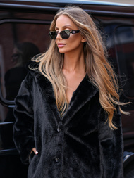 Geacă de iarnă din blană pentru femei neagra OZONEE JS/11Z8250