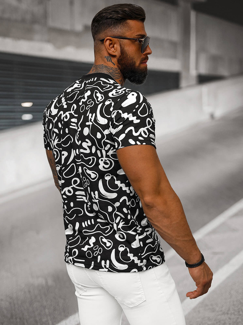 Tricou bărbați negri OZONEE JS/8T1205/3