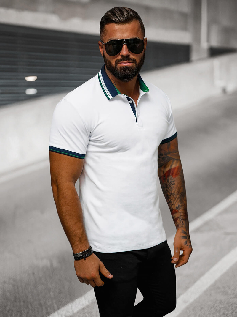 Tricou polo bărbați albă OZONEE O/DA729