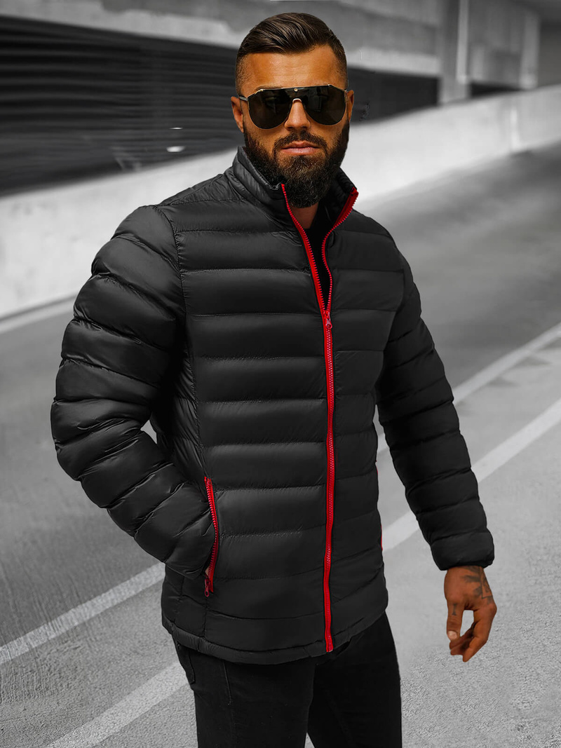 Jachetă de primăvară bărbați neagră/2 OZONEE JB/JP1111