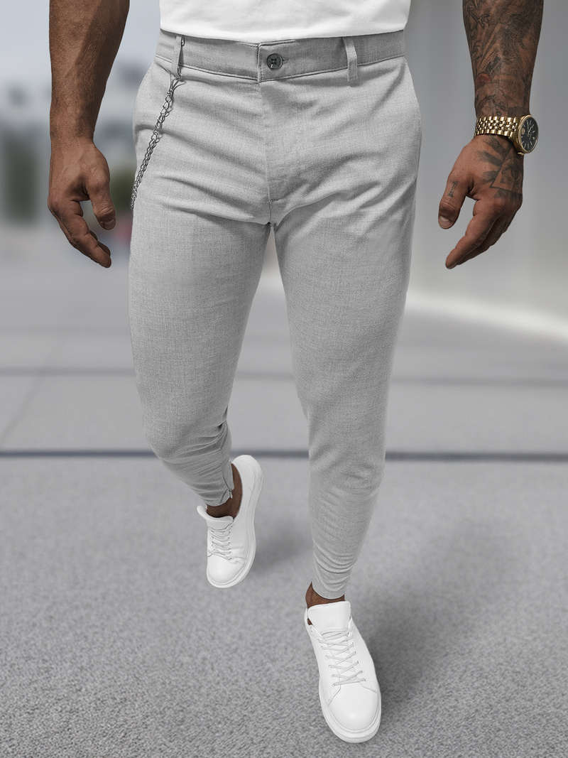 Pantaloni chino bărbaţi gri OZONEE DJ/3300