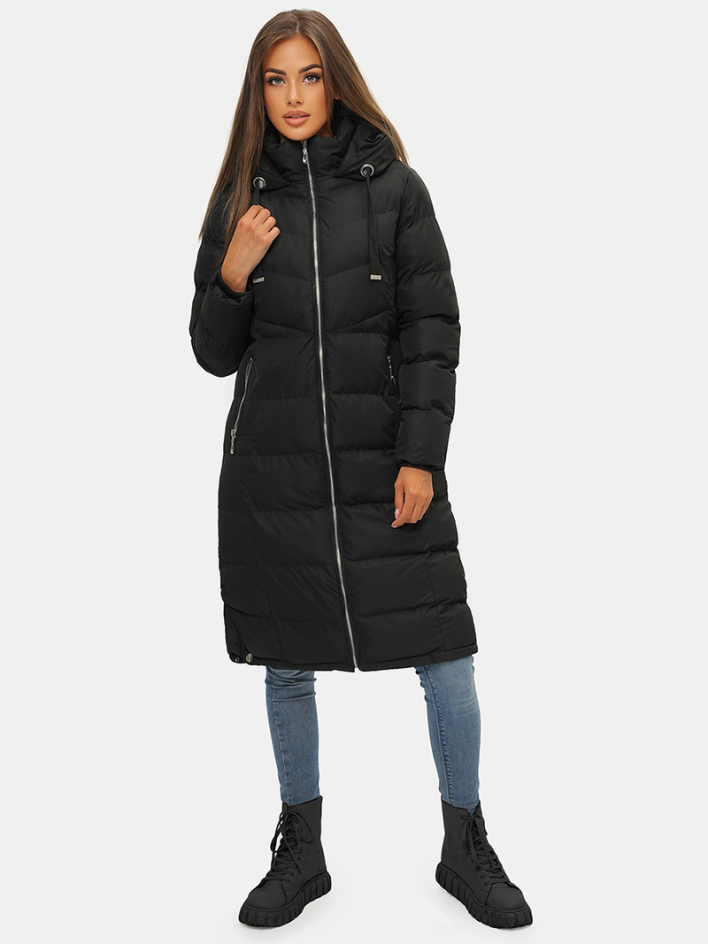 Geacă de iarnă parka femei neagra OZONEE JS/M736/392Z