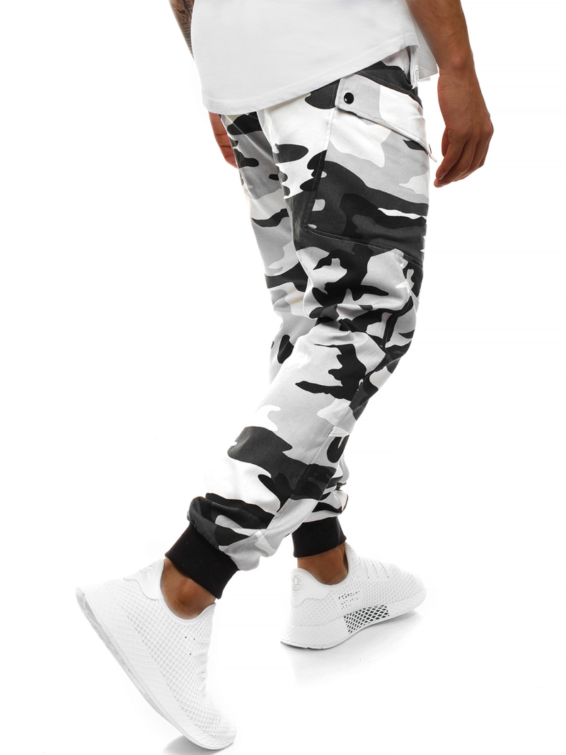 Pantaloni chino jogger pentru bărbați negri-albi OZONEE O/11103