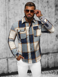 Cămașă bărbați albastru marin OZONEE NB/MC727B