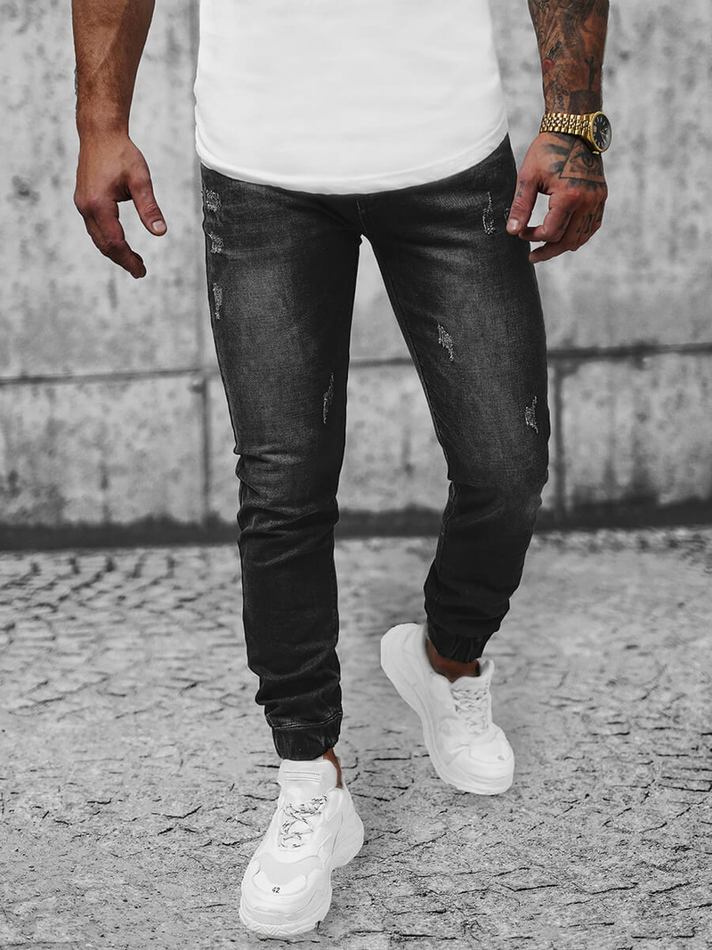 Blugi jogger bărbați negri OZONEE NB/MP0065/2NZ