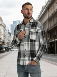 Cămașă bărbați neagră-albă OZONEE NB/MC728N/3