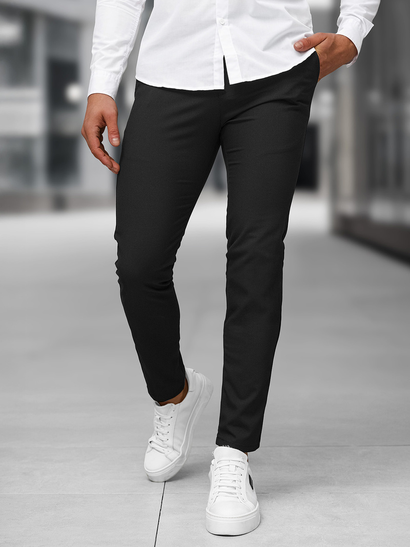 Pantaloni chino bărbaţi negri OZONEE DJ/5526Z