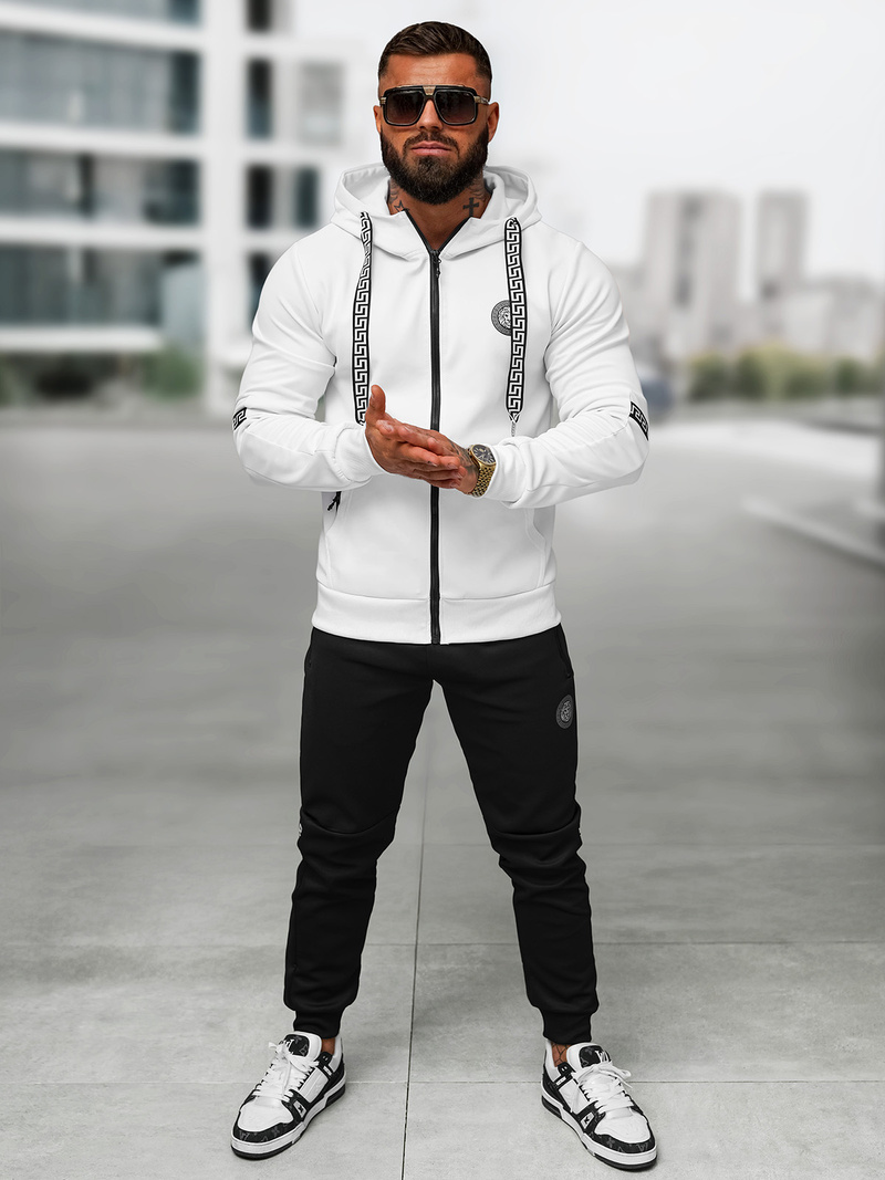 Compleu sport bărbaţi alb-negru OZONEE O/LN11887