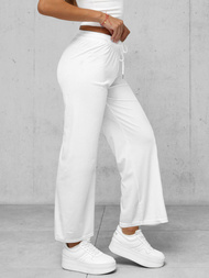 Pantaloni din catifea de dama albi OZONEE JS/92K519/1