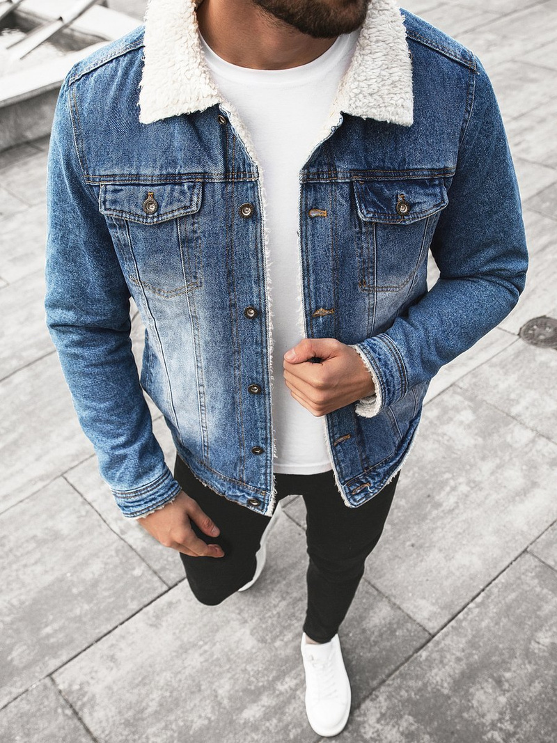 Jachetă de blugi bărbați albastră OZONEE JB/JP1153Z