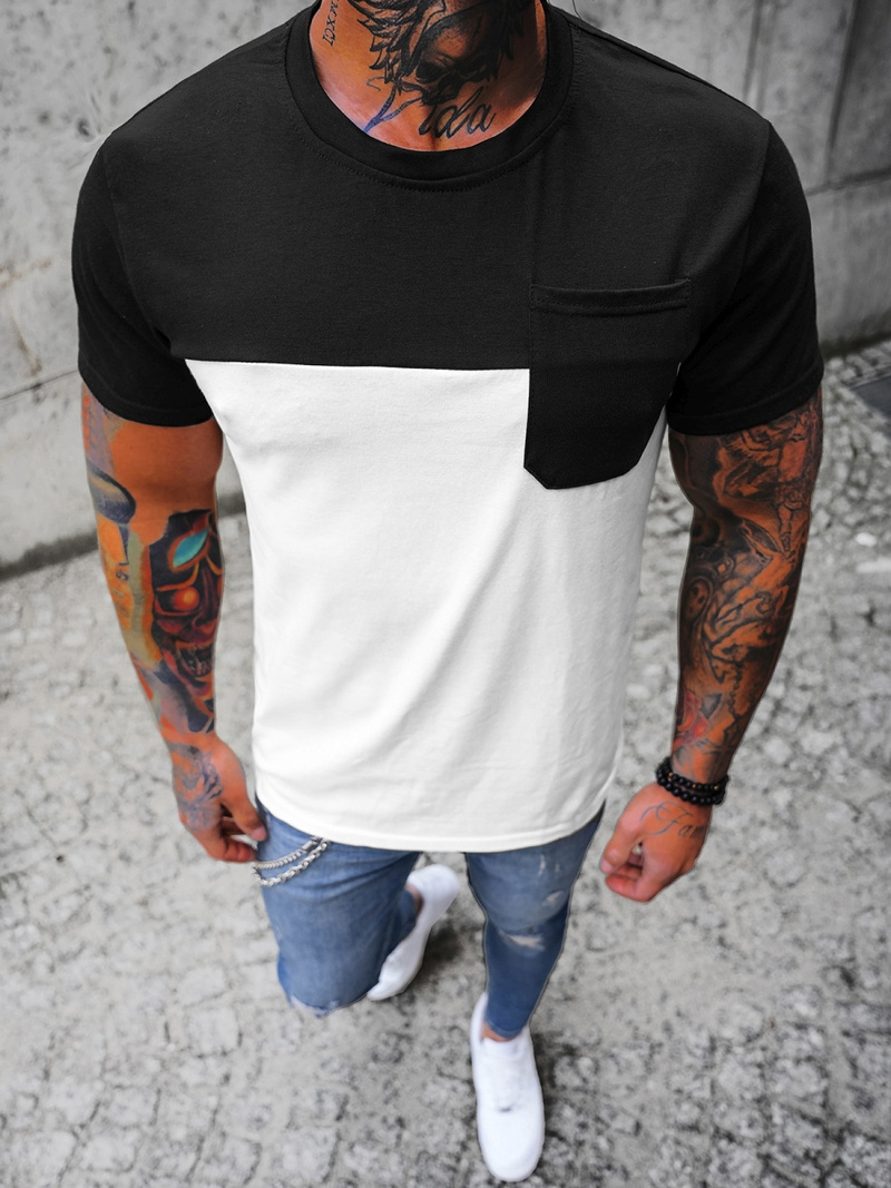 Tricou bărbați negru-alb OZONEE JS/8T91/1