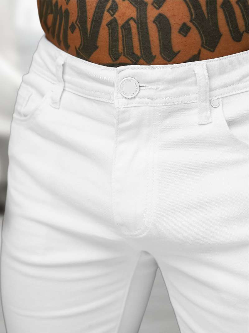 Pantaloni scurți din denim pentru bărbați albi OZONEE O/UM873