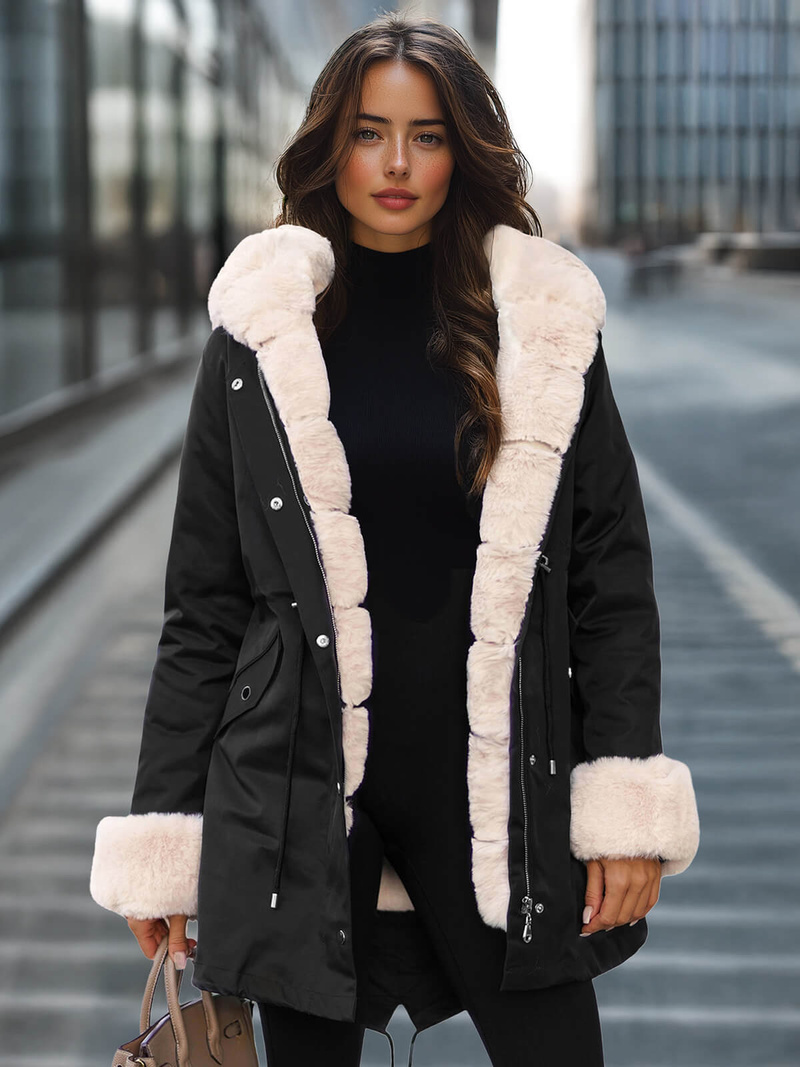 Geacă de iarnă damă neagră OZONEE JS/M763/392Z